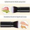 Picture of Keriloo Retractable Makeup Brush 2 Pack, Travel Kabuki Powder Foundation Makeup Brush Face Blush Brushes for Blending Liquid, Blush, Bronzer, Buffing, Sunscreen,Flawless Cosmetics