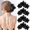Picture of 4PCS Matte Flower Hair Clips - Non-Slip Large Plumeria Clips for Thick Hair, Strong Hold for Women and Girls (Black)