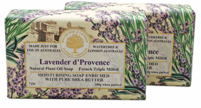 Picture of Wavertree & London Lavender Scented Natural Soap (2 Bars), 7oz Moisturizing French Triple Milled Soap Bars enriched with shea butter - Pure Plant Oil Bath & Body Soap for All Skin Types