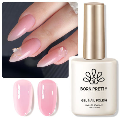 Picture of Born Pretty Milky Gel Polish - Pink, Toxic- free and Hema-Free, Long Lasting, 15ml, 0.54 Fl Oz