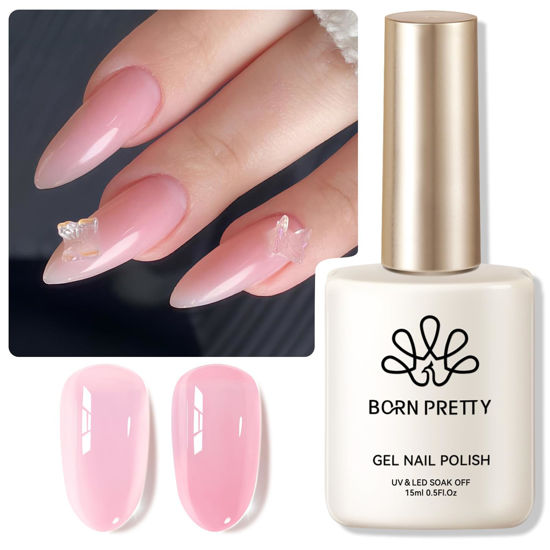 Picture of Born Pretty Milky Gel Polish - Pink, Toxic- free and Hema-Free, Long Lasting, 15ml, 0.54 Fl Oz