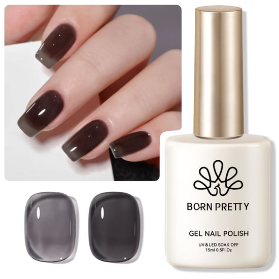 Picture of Born Pretty Jelly Gel Nail Polish Jelly Black Gel Polish Natural Translucent Soak Off Hema-Free Gel Polish Nail Art DIY 15ML