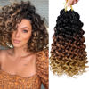 Picture of 7 Packs GoGo Curl Crochet Hair 12 Inch Short Curly Crochet Hair for Women Beach Curl Water Wave Deep Twist Crochet Braids Synthetic Braiding Hair Extensions(12 Inch, T1B/30/27)