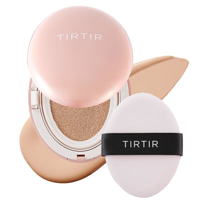 Picture of TIRTIR Mask Fit All Cover Pink Cushion Foundation | High coverage, Velvety Matte Finish, Lightweight, Flawless, Corrects Redness, Korean Cushion (#21C Cool Ivory, Full Size, 0.63 Fl Oz)