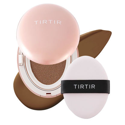Picture of TIRTIR Mask Fit All Cover Pink Cushion Foundation | High coverage, Velvety Matte Finish, Lightweight, Flawless, Corrects Redness, Korean Cushion (#43N Deep Cocoa, Full Size, 0.63 Fl Oz)