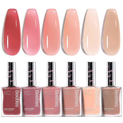 Picture of Beetles Jelly Nail Polish Set P186,6 Colors Burgundy Pink Nude Quick Dry Nail Polish 15 ml Fingernail Polish Fast Drying & Long Lasting Nail Polish Nail Strengthener Polish