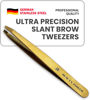 Picture of Beauty Power Professional Tweezers - Slant, Durable Lightweight German Stainless Steel, Ultra Precision Tweezers for Eyebrows, Facial Hair, Chin, and Ingrown Hair Removal - Gift (Matte Gold)