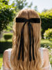 Picture of 4pcs Hair Clips for Women Tassel Ribbon Bowknot With Long Tail, Clip Girl, Solid Accessories Barrettes Claw Bow (Black&Beige)