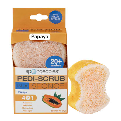 Picture of Spongables Pedi Scrub Foot Exfoliating 20+ Wash Sponge, Papaya, 1 Count