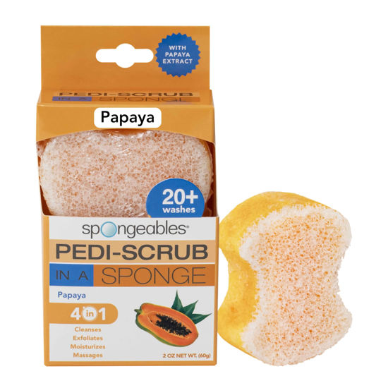 Picture of Spongables Pedi Scrub Foot Exfoliating 20+ Wash Sponge, Papaya, 1 Count