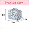 Picture of uekeboag Large Travel Quilted Makeup Bag for Women, Floral Cotton Cosmetic Bag, Coquette Aesthetic Floral Toiletry Organizer Bag(Navyblue-Flower