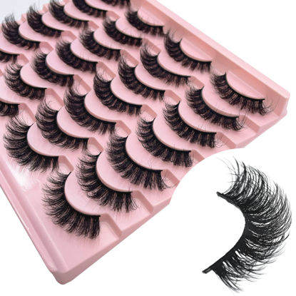 Picture of Russian Strip Lashes Yasnai DD Curl False Eyelashes Fluffy Cat eye Faux Mink Lashes Natural Eye Lashes 14 Pairs Pack