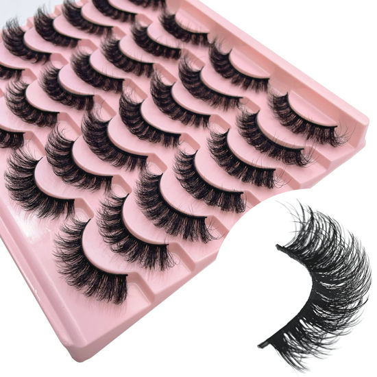 Picture of Russian Strip Lashes Yasnai DD Curl False Eyelashes Fluffy Cat eye Faux Mink Lashes Natural Eye Lashes 14 Pairs Pack