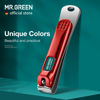 Picture of MR.GREEN Nail Clippers Curved Blades Fingernail Cutter Nippers Manicure Scissors Stainless Steel Pedicure Tools with Nail Flies (Medium-Red+Glass File)