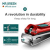 Picture of MR.GREEN Nail Clippers Curved Blades Fingernail Cutter Nippers Manicure Scissors Stainless Steel Pedicure Tools with Nail Flies (Medium-Red+Glass File)