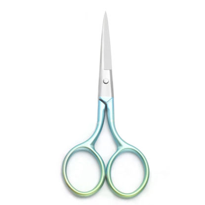 Picture of Motanar Multicolor Professional Grooming Scissors for Personal Care Facial Hair Removal and Ear Nose Eyebrow Trimming Stainless Steel Fine Straight Tip Scissors 3.9 Inch (Green)