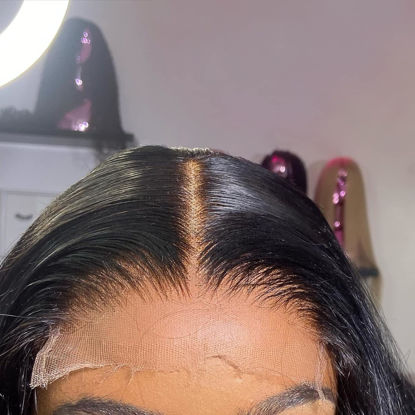 Picture of BEEOS 5x5 SKINLIKE Real HD Lace Closure Only, Pre-plucked 0.10mm Ultra-thin Invisible Swiss HD Lace Closure Small Knot Undetectable Melted Lace Natural Black Straight Human Hair Closure 16 Inch