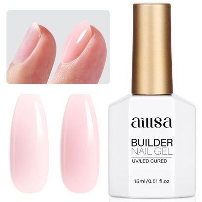 Picture of AILLSA Milky Pink Builder Gel for Nails 7 In 1 Hard Gel Polish for Nail Thickening Nude Strengthener Gel Polish Light Color Extension U V Gel for for French Manicure Base Coat Needed 0.51 Oz GB90