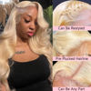 Picture of 613 Lace Front Wig Human Hair 13x6 Transparent 180% Density Blonde Lace Front Wigs Human Hair Pre Plucked 12A 613 HD Lace Frontal Wig Body Wave Lace Front Wigs Blonde Wig Human Hair For Women 22 Inch