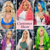 Picture of 613 Lace Front Wig Human Hair 13x6 Transparent 180% Density Blonde Lace Front Wigs Human Hair Pre Plucked 12A 613 HD Lace Frontal Wig Body Wave Lace Front Wigs Blonde Wig Human Hair For Women 22 Inch