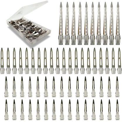 Picture of Silver Metal Duck Billed Hair Clips Set - Alligator Roller Clips for Women's Long Hair Sectioning and Pin Curls, with Case