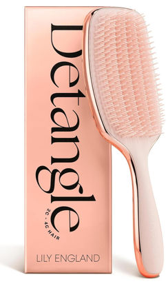 Picture of Lily England Detangling & Styling Brush - Pain-Free Brush for Curly Wet & Dry Hair With Flexible Bristles - Easy to Hold Rose Gold Brush for Women's 3c to 4c Curls