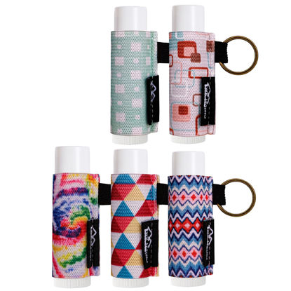Picture of WK IEASON - Lip Balm Holder Keychain Clip On Lipstick Sleeve Chapstick Sleeve Holder Keychain 5PCS(Geometric/Bohem Combos)