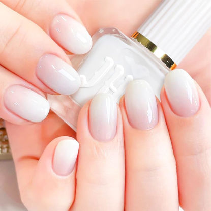 Picture of COSMOO Jelly White Nail Polish, 12ml Cream White Quick Dry Nail Lacquer for Nail Art Varnish, 0.41 fl oz