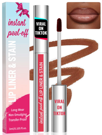Picture of iMethod Lip Stain - Lip Liner Stain, Long Lasting Lip Stain Peel Off, Waterproof Stay On All Day, Transfer-Proof, Highly Pigmented, Natural Instant Peel Off Lip Stain Color, Coffee