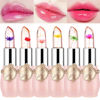 Picture of firstfly Pack of 6 Crystal Flower Jelly Lipstick, Long Lasting Nutritious Lip Balm Lips Moisturizer Magic Temperature Color Change Lip Gloss (Pink)