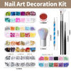Picture of FANDAMEI Nail Art Brush, Nail Design Tools Kit with Nail Art Brushes, Nail Dotting Tools,Fine Glitter,Nail Butterfly, Nail Heart Sequins, Foil Flakes, Nail Art Rhinestones, Nail Art Decoration Kit.