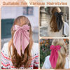 Picture of Unbednigt Hair Bows for Women, 6 PCS Silky Satin Hair Clips, Large Bow Hair Barrettes, Oversized Long Tail, Pink Color, Metal Bow Hair Clips, Aesthetic Hair Accessories