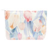 Picture of PAZIMIIK Floral Makeup Bag Large Cotton Zipper Pouch for Purse Travel Canvas Make Up Organizer for Women Cosmetic,Tulip Pink