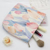 Picture of PAZIMIIK Floral Makeup Bag Large Cotton Zipper Pouch for Purse Travel Canvas Make Up Organizer for Women Cosmetic,Tulip Pink