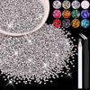 Picture of 5000PCS 3mm Resin Rhinestones in Bulk (Silver), Bedazzling Flatback Crystals for Crafts DIY Nail Decoration, Gems Charms for Tumbler Shoes Clothing Fabric with Pickup Pen and Tweezers