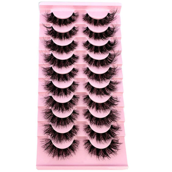 Picture of HBZGTLAD Soft Mink Eyelashes 3D Curl Winged End Eye Elongated Fake Lashes Thick Handmade Natural False Eyelash Messy Cross Lash Wholesale (LN118)