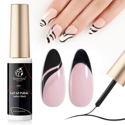 Picture of beetles Gel Polish Liner Gel Nail Art 7ml Classic Black Gel Polish Art Paint for Nails Built,Thin Line Nail Art Brush in Gel Pens UV LED Soak off Comic Nail Manicure DIY Gift for Women