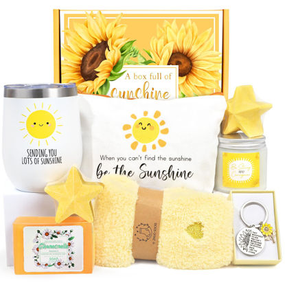 Picture of Get Well Soon Gift Baskets for Women, 9pcs Care Package for Women, After Surgery Recovery Gifts for Women, Feel Better Gifts Thinking Of You Gifts - Sending You Sunshine Box for Sick Friend