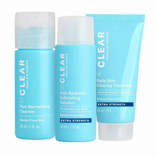 Picture of Paula's Choice Blemish Control, CLEAR Extra Strength Acne Travel Kit, 2% Salicylic Acid & 5% Benzoyl Peroxide for Severe Acne, Redness Relief, Two Week Trial Size