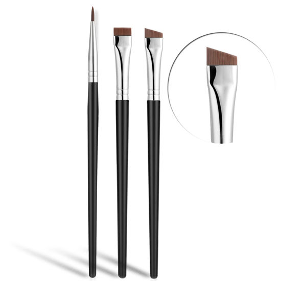 Picture of Fine Angled Eyeliner Brush, JASSINS Ultra thin Precision EyeLiner Makeup Brushes Set, Fine Point Eyeliner Brush, Synthetic Bristles Eye Makeup Tool (3 Pcs)