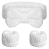 Picture of WSYUB Spa Headband and Wristband Set, Face Wash Headband, Makeup Skincare Headband Wrist Bands for Washing Face, White