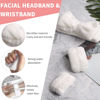 Picture of WSYUB Spa Headband and Wristband Set, Face Wash Headband, Makeup Skincare Headband Wrist Bands for Washing Face, White