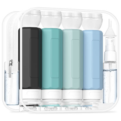 Picture of Redfly 17PCS Travel Bottles for Toiletries, TSA Approved Travel Size Containers, Leak Proof Travel Containers for Toiletries, Silicone Travel Kit for Shampoo, Conditioner, Lotion & Creams Gray