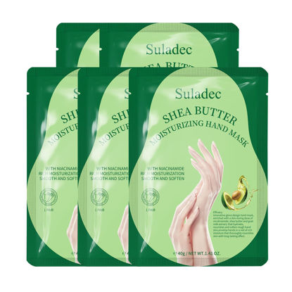 Picture of SULADEC Moisturizing Hand Mask with Shea Butter and Goat Milk, Hydrating Hand Masks for Dry Cracked Hands, Dry Skin Moisturizer for Soft and Smooth Touch Hands - Men Women - 5 Pairs