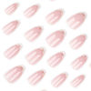 Picture of Almond Press on Nails Medium Pink Fake Nails with 3D Gold Stripes Designs White French Tips Fall Nails Press ons Winter False Nails Acrylic Glue on Nails Glossy Stick on Nails for Women 24 Pcs