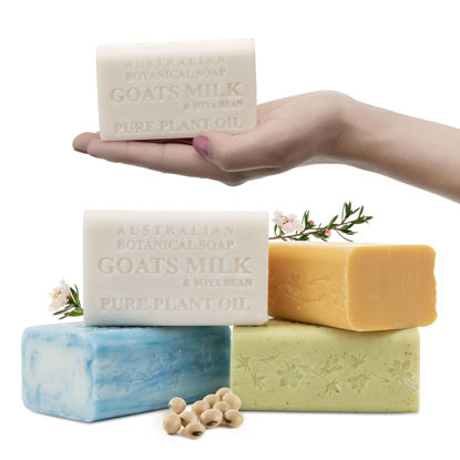 Picture of Australian Botanical Goats Milk Soap, Manuka Honey, Lemongrass and Sea Salt 6.6 OZ, Luxury Soap Bars Enriched with Shea Butter, Suitable for all Skin Types, Pack of 4