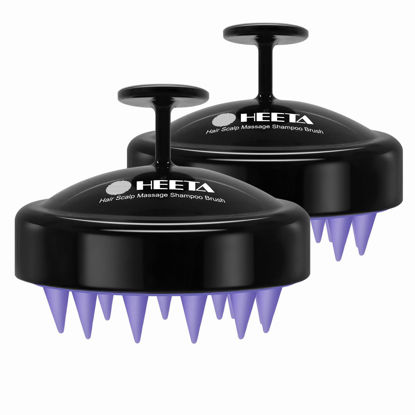 Picture of HEETA 2 Pack Hair Scalp Massager Shampoo Brush for Hair Growth, Hair Scalp Scrubber with Soft Silicone, Wet and Dry Hair Detangler (Black & Black)