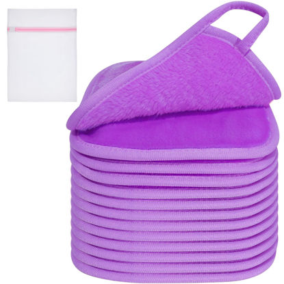 Picture of KODAMO Makeup Remover Cloth, Reusable Makeup Remover Pads Washable Travel Bag, Microfiber Makeup Removal Face Wash Cloths with Just Water, 12 Pack/Violet