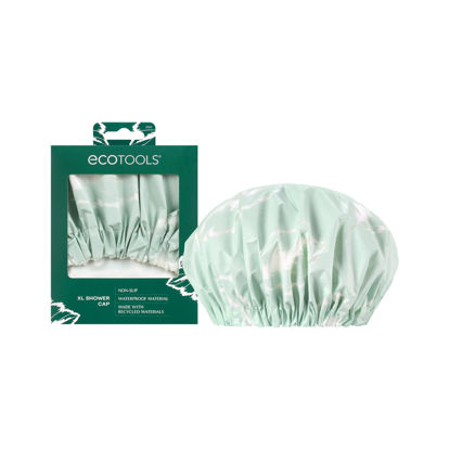 Picture of EcoTools XL Shower Cap, Large Hair Cap For Shower Or Bath, Protect Hair & Keep Dry, Reusable & Waterproof Material, Comfortable Fit For All Hair Types & Head Sizes, Cruelty-Free & Vegan, 1 Count