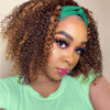 Picture of Celiarita Highlight Ombre Headband Wig Deep Wave Human Hair Wigs #4/27 Glueless 150% Density None Lace Front Machine Made Brazilian Virgin Deep Curly Human Hair Half Wigs for Black Women 12 Inch